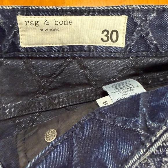 Rag & Bone Logan mid rise wide leg Quilted denim jeans size 30 - Picture 5 of 13